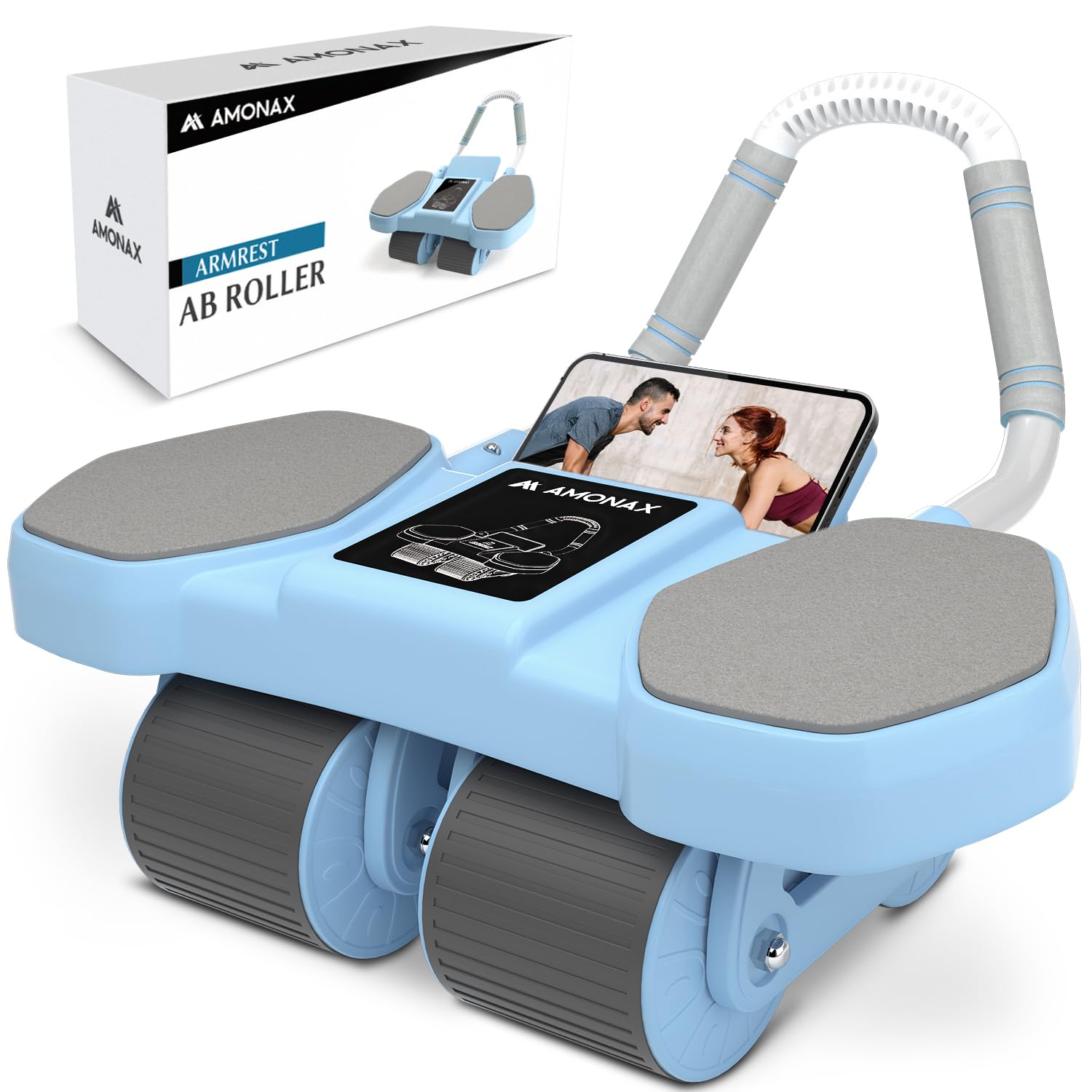 Amonax Roue Abdominale Convertible, Ab Roller Wheel, Roulette Abdominaux Exercice pour Abdominaux, Roue de Fitness pour Musculation Sport Maison Materiel pour Homme Femme